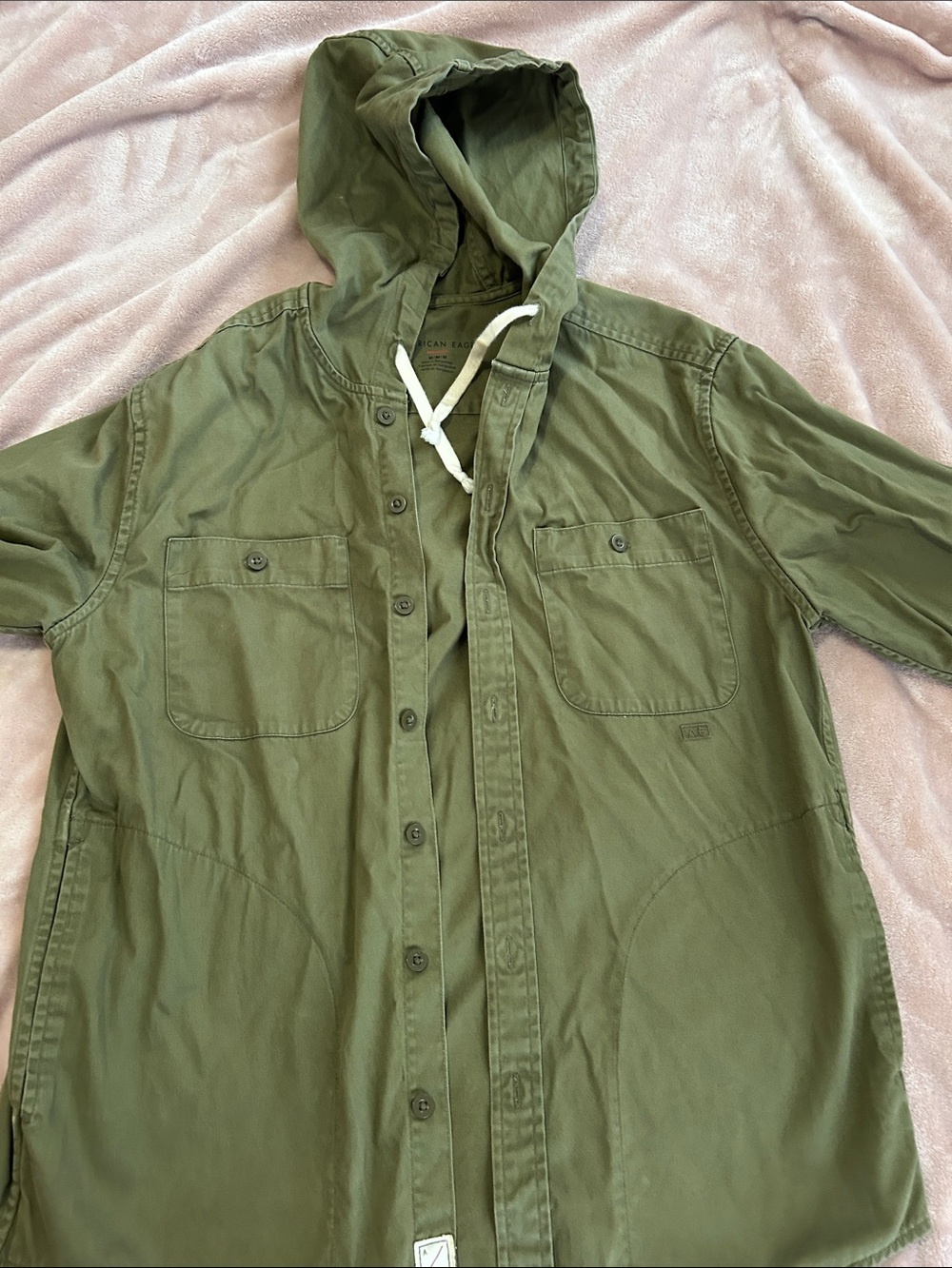 American Eagle Outfitters Olive Green Military Hooded Field Jacket